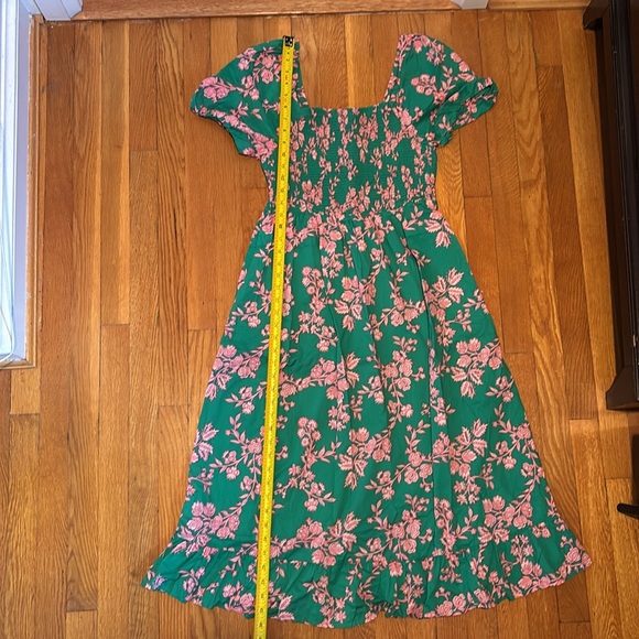 NWOT Reimagined by J Crew J Crew Factory smocked green & pink floral midi dress - Picture 16 of 16